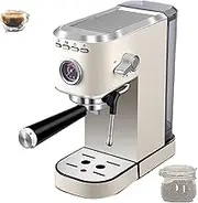 Coffee Maker, Professional Espresso Machine with 20 Bar Pressure, 92°C Temperature Controlled Extraction and Pre-Soaking System, 1l Removable Water Tank for Cappuccino, Latte, Mocha