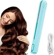 2 In 1 Hair Curler and Hair Straightener, Portable Travel Curling Iron, Anti-Scald Flat Iron Hair Straightener, 3 D Floating Heating Plate Curling Wand, Duals Purpose Hair Crimper, for Women & Girls