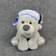 Aurora Bear Plush Eco Friendly Pewter Teddy Polar Bear Winter Hat Plushie New