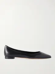 [Manolo Blahnik] Manolo Blahnik - Kietta Leather Point-toe Flats - Black - IT42 IT 42 Black