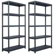 vidaXL Storage Shelf Racks 2 pcs Black 250 kg 80x40x180 cm Plastic