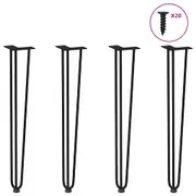 vidaXL hairpin legs for console tables for Console Table 4 pcs Black 72 cm Solid Steel