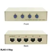 KNTK 4-Way RJ45 Data Transfer Switch Box Button Network PC Router Modem Internet