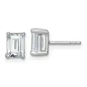 14k White Gold 2 ctw Lab Grown Diamond VS/SI+ G+ Emerald 4 Prong Heavy Wt. Stud Earrings