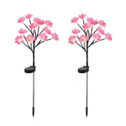 2pcs Solar Garden Lights Orchid Flower Outdoor Stake Solar Powered Landscape Lights -Multi Colour