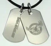 MANLY SEA EAGLES NRL LOGO MENS DOUBLE DOG TAG S/S LEATHER NECKLACE JEWELLERY