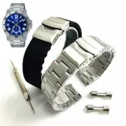 Steel and Silicone Replacement Watch Band Fits Casio MTP-VD200 MTP-VD200D-2B