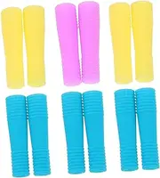 NOLITOY 4sets Nail Art Cuticle Scissors Handle Covers Silicone Sleeves for Manicure Tools Durable and Easy to Clean 6pairs*4 Random Color
