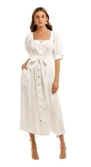 Aje Dress Aspect Silk Midi White Size AU 6 BNWT RRP $545