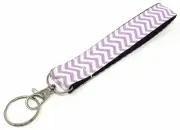 Heavy Duty Chevron Print with Black Webbing key fob wristlet with key ring