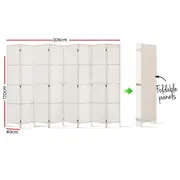 8 Panels Room Divider Screen Privacy Rattan Timber Fold Woven Stand White