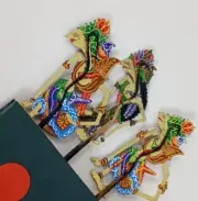 Genuine Indonesian Leather Puppet Book Clips/Bookmarks Set/3 Exclusive