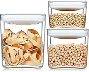 [ClickClack] Cube Storage Container Set of 3, 1, 2, and 3-1/2-Quart