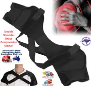 Double Shoulder Brace Support Wrap Mobility Neoprene Compression Sleeve NNEOBA