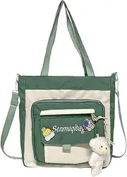 [Generic] Shool Girl Crossbodys Tote Bag - Laptop Messenger Bag | Casual Shoulder Aesthetic School Bag, Teen Crossbodys Bag Women Trendy, Large Capacity Multi-Purpose Cute Work Tote for Girls Teens Travel