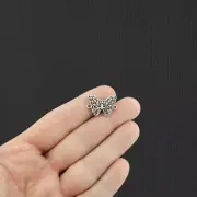 12 Butterfly Connector Antique Silver Tone Charms - SC1089