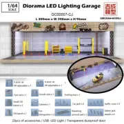 1/64 Diorama Car Garage Model LED Lighting Repair Workshop Scene Display Models