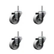3 Inch Semi Steel Wheel Swivel 3/4 Inch Threaded Stem Caster Set Service Caster