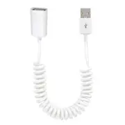 1M/3.2ft Flexible and Durable USB2.0 Male to Female Spiral Coiled Extension Cord for USB Devices, Plug and Play White