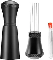 WDT Tool, Proxima Direct Coffee Needle Distribution Tool Espresso Coffee Stirrer 7 Needles 0.4mm, Metal Handle with Stand (Black)