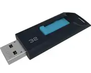 32GB EMTEC Glide USB 2.0 Flash Drive Black/Blue Sliding USB