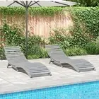 Sun Loungers with Table Chaise Lounge Daybed 2 pcs Solid Wood Acacia vidaXL