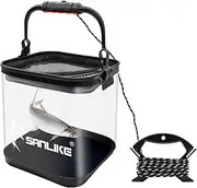 KOMCLUB Collapsible Bucket Foldable Portable Water Bucket with Handle for Camping Fishing Hiking Travelling Gardening 12L Transparent