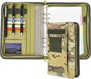 Army Military Padfolio Ring Binder with Zippered Portfolio Organizer and Tactical Notebook Cover for A5 Folder, Small OCP Binder Planner for Men, 6 Ring Binder Organizer Military Notebook Cover(Multi)
