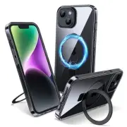 Magnetic Case for - [Built-in Invisible Stand] iPhone 13/14 Clear Black