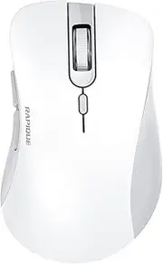 Wireless Mouse - Dual Bluetooth & 2.4 GHz Receiver, Ergonomic Design, Quiet Clicks, Low Power Consumption - Multi-Device Compatibility for Laptop, iPad, MacBook, & Chromebook (White and Grey)