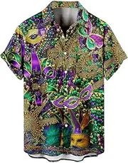 [HJYUZP] 2025 Outfit Print Short Sleeves Front Buttons Men Shirt Casual Trendy Tops for Men 2025