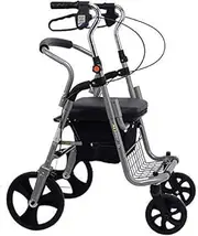 Walker,Foldable Walkers, Double Brake System Rollator Walker with Seat and Wheels, Medical Mobility Walking Aids, Walking Frame Lightweight Aluminum Alloy,Gray Little Surprise