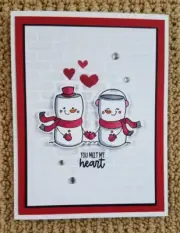 CARD KIT Handmade HAPPY VALENTINE'S DAY Snowmen You Melt My Heart 4 Cards