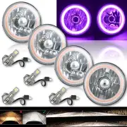 5-3/4" Purple COB LED Halo Angel Eye Crystal Clear Headlamp 6k LED Bulb Set of 4 (for: Volvo)