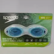 Speedo Goggles KIDS Age 3-8 Clear Blue Bungee Strap Swimming Anti-Fog UV Protect