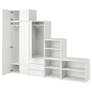 PLATSA wardrobe with 5 doors+3 drawers, white/Fonnes white, 280x42x221 cm