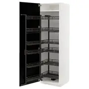 METOD high cabinet with pull-out larder, white/Lerhyttan black stained, 60x60x200 cm