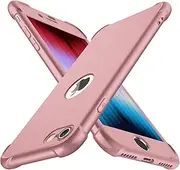 ORETECH Designed for iPhone SE 2022 Case with [2 x Tempered Glass Screen Protector] 360°Full Body Protection iPhone 2020 Case Cover Hard PC Soft Rubber Silicone for iPhone SE 3rd Generation - Rosegold