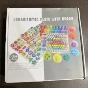 Logarithmic Board Plate w Beads 13 n 1 Wooden Educational Toy Montessorial Kids