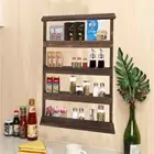4 Tier Wood Floating Shelf Kitchen Spice Rack Bottle Shelf Countertop Storage AU