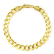 Mens 10K Solid Yellow Gold 8mm Curb Cuban Chain Link Bracelet 7" 7.5" 8" 8.5" 9"
