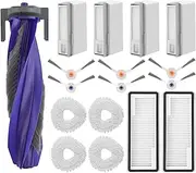 17 Pack Freo X Ultra Accessories Kit Replacement Compatible with Narwal Freo X Ultra Robot Vacuum Cleaner, 1 Main Roller Brush, 2 Hepa Filters, 4 Mop Pads, 4 Dust Bags, 6 Side Brush