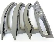LHD RHD Window Switch Panel Leather Door Handle Cover Assembly 7PCS Full Set, for BMW, for X5 X6 E70 E71 E72 2007-2013 Car Door Pull Handle(RHD Gray)