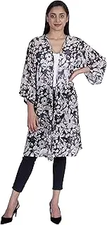 [Moomaya] Long Sheer Shrug Printed Open Front Beach Coverup Summer Cardigan