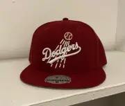 Mitchell & Ness MLB Los Angeles Dodgers Script Burgundy Red Fitted Hat 7 1/2 New