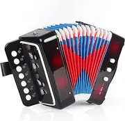 Kids Accordion, Horse 10 Keys Control Button Accordion Musical Instruments for Kids Children Beginners Lightweight and Environmentally-friendly