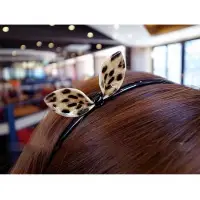 在飛比找蝦皮購物優惠-Aznavour正品韓國進口豹紋兔耳朵蝴蝶結髮箍頭箍