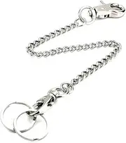 [AIMALL] 20cm Silver Metal Wallet Chain - Hip-Hop Biker Key Chain Clip for Pants & Jeans - Stylish Belt Jewelry Accessory