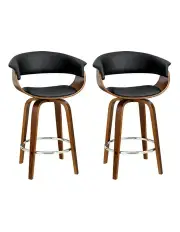 [Artiss] Bar Stools Wooden Dining Chair x2 in Black