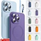 For iPhone 16 15 14 13 12 Pro Max Plus MagSafe Magnetic Shockproof Silicone Case